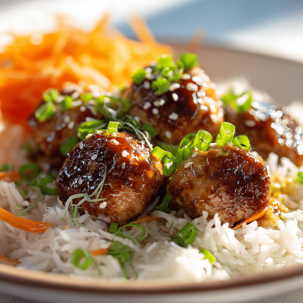 Sesame Chicken Meatball Bowls