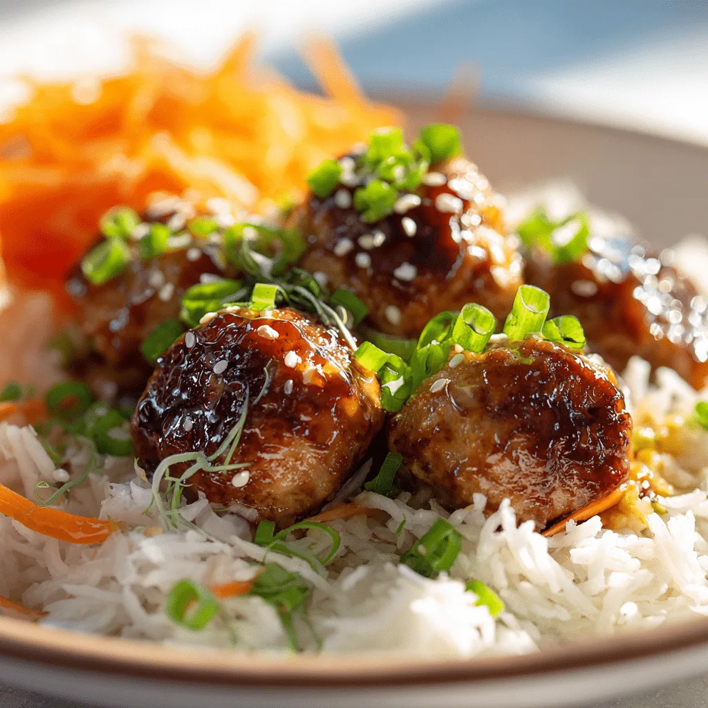 Sesame Chicken Meatball Bowls