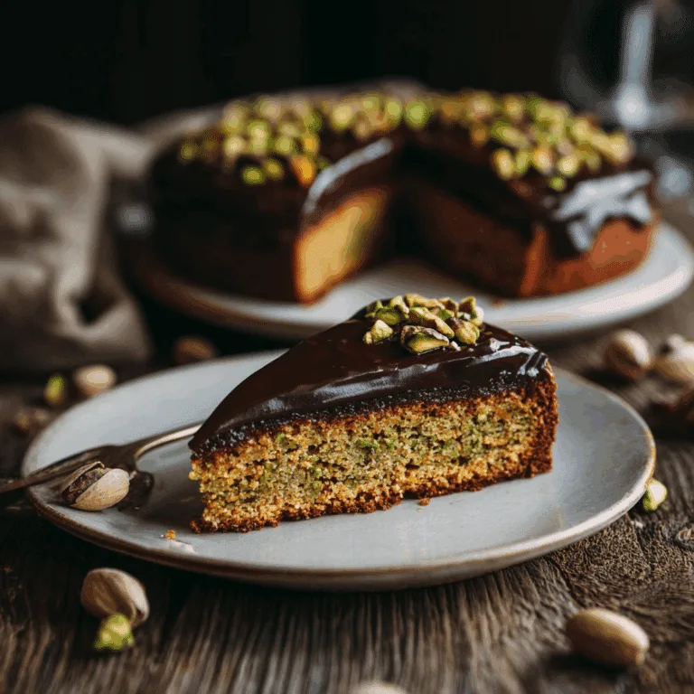 Flourless Pistachio Ganache Cake