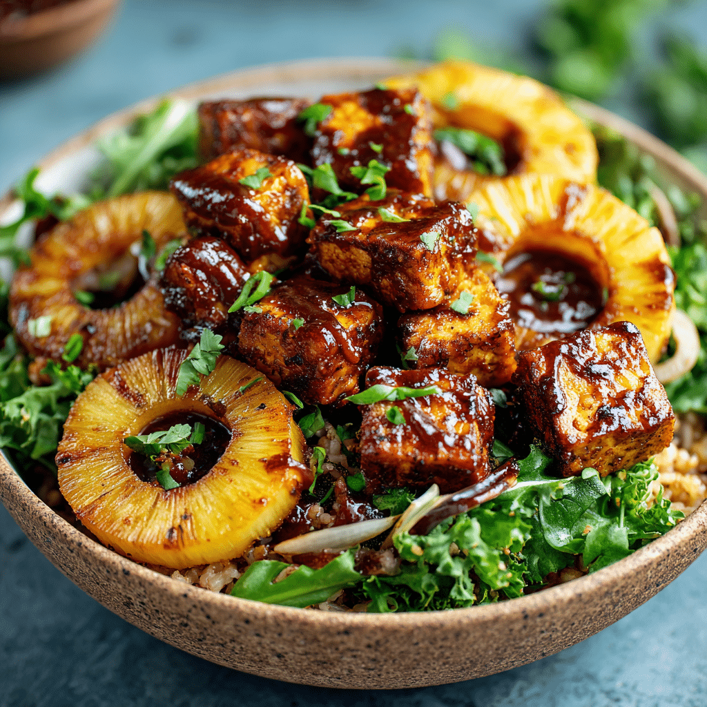BBQ Tofu with Grilled Pineapple