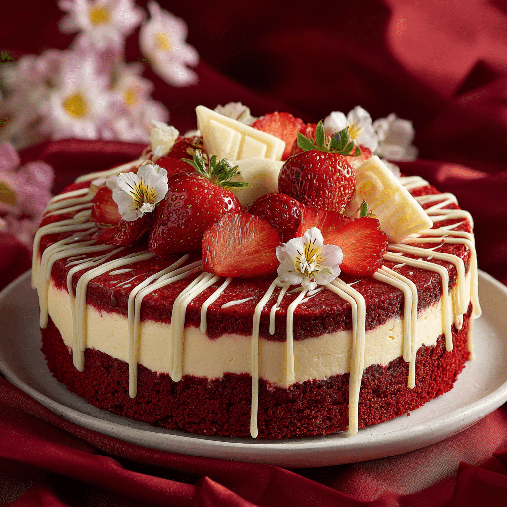 Velvet Strawberry Cheesecake Cake