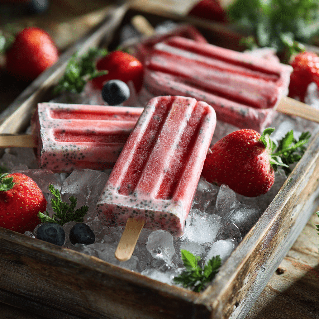 Strawberry Yogurt Chia Popsicles