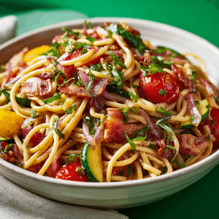 Simple Gluten Free Summer Spaghetti with Bacon
