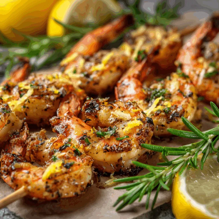 Lemon Garlic Shrimp Skewers