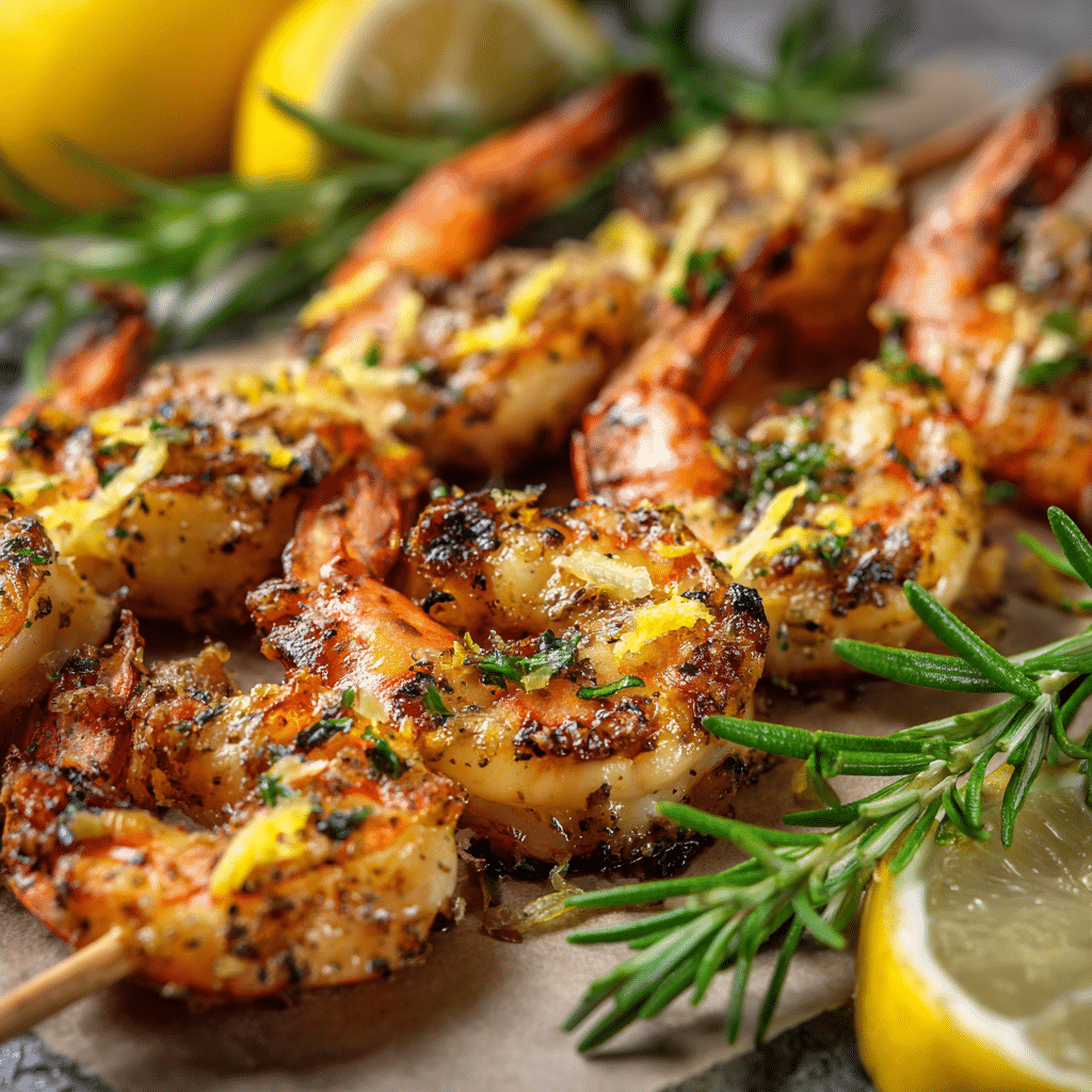 Lemon Garlic Shrimp Skewers