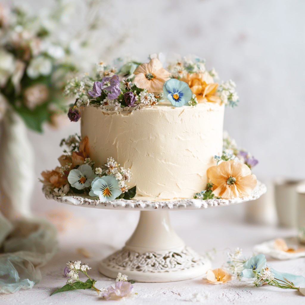 Vanilla Blossom Birthday Cake
