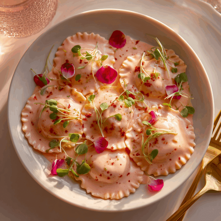 Heart-Shaped Ravioli with Pink Sauce
