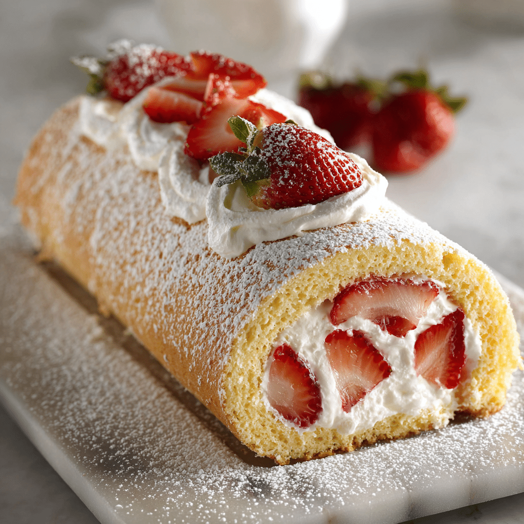 Strawberry Cream Roll Cake