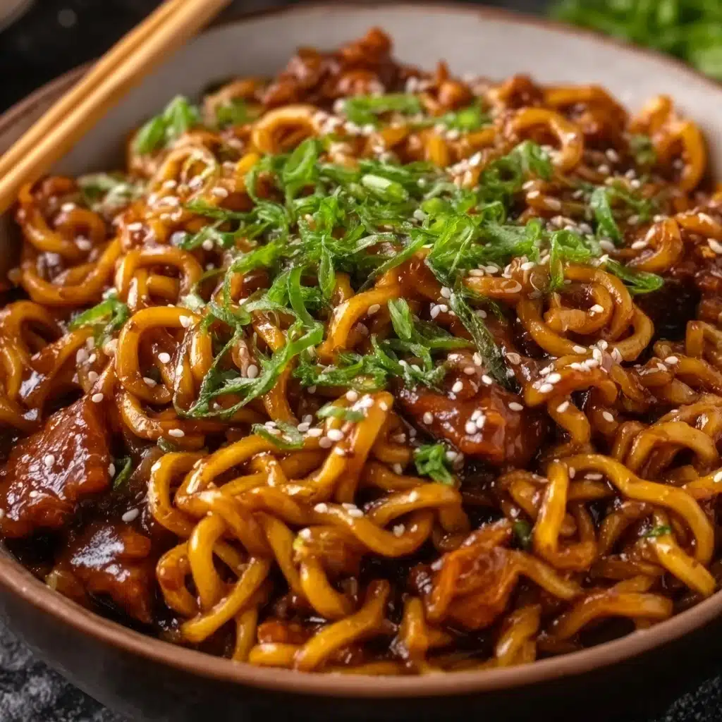 Sticky Garlic Chicken Noodles Recipe - Recipe Image