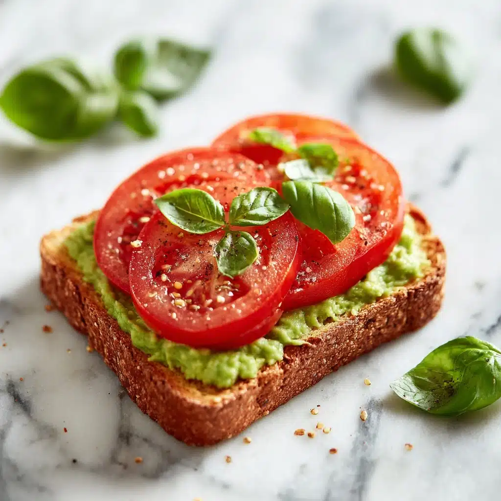 Avocado Toast with Tomato and Basil - Recipe Image