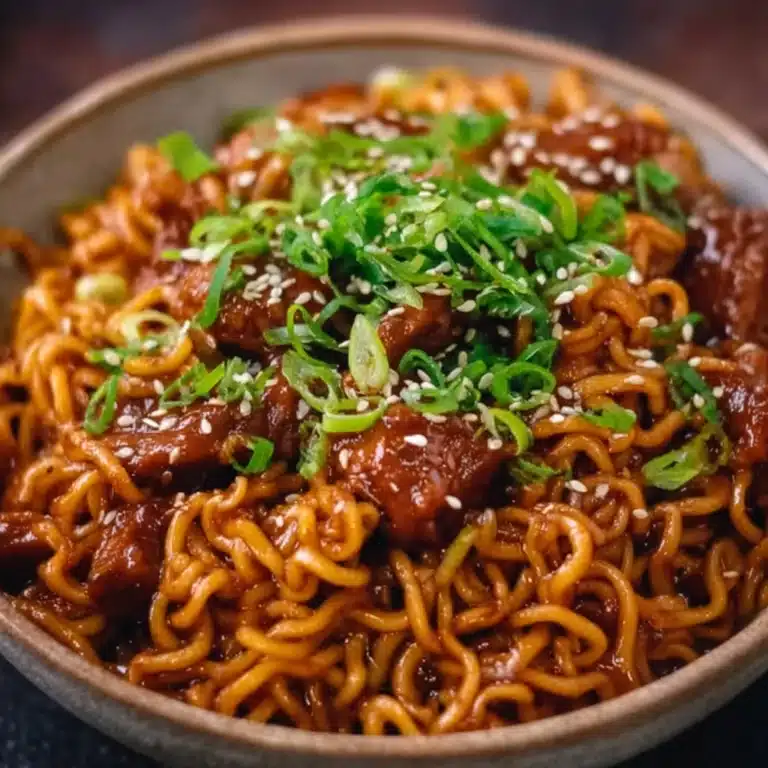 Sticky Garlic Chicken Noodles Recipe