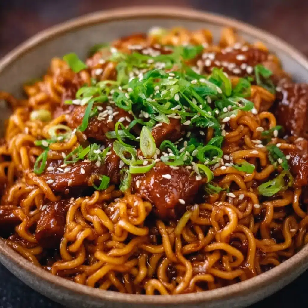 Sticky Garlic Chicken Noodles Recipe