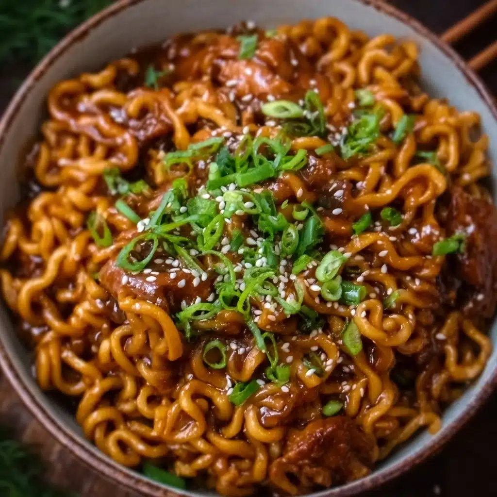 Sticky Garlic Chicken Noodles Recipe - Recipe Image