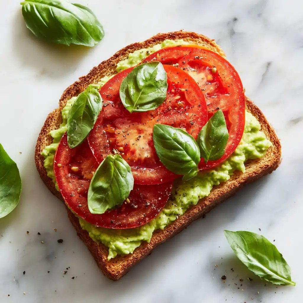 Avocado Toast with Tomato and Basil - Recipe Image