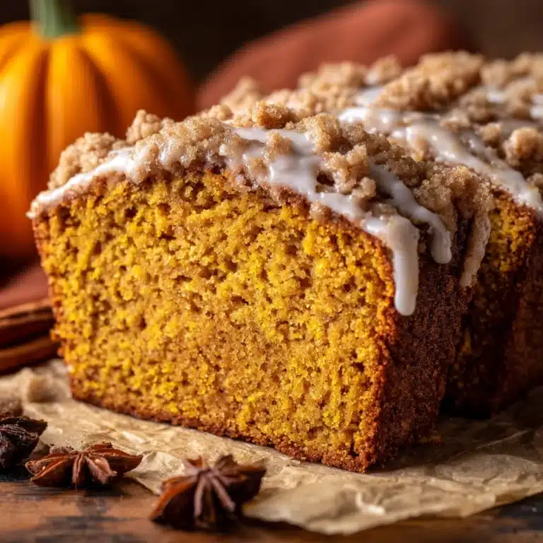 Pumpkin Bread with Streusel Topping and Pumpkin Spice Glaze Recipe