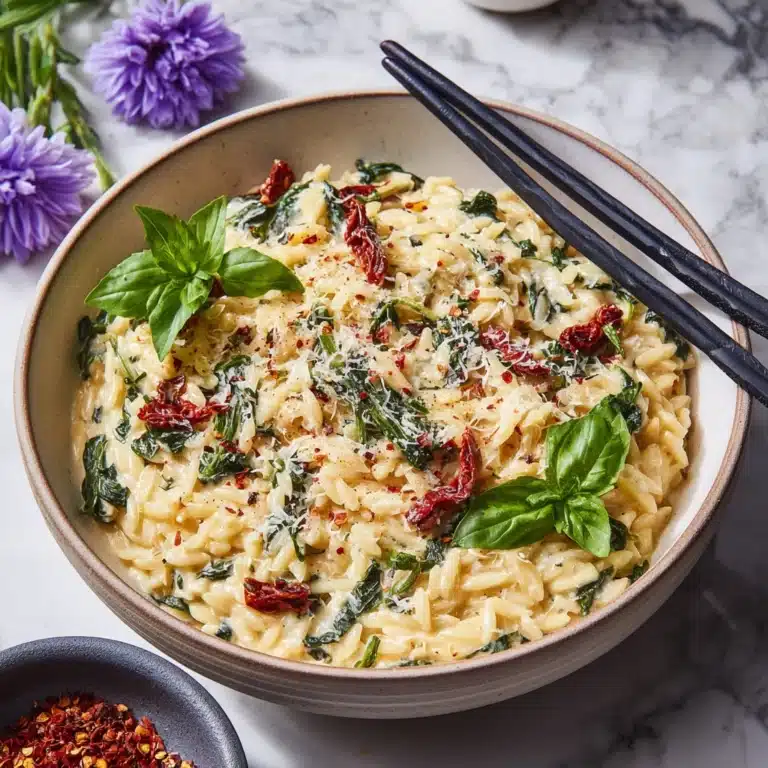 Spinach and Sun-Dried Tomato Boursin Orzo Bake Recipe
