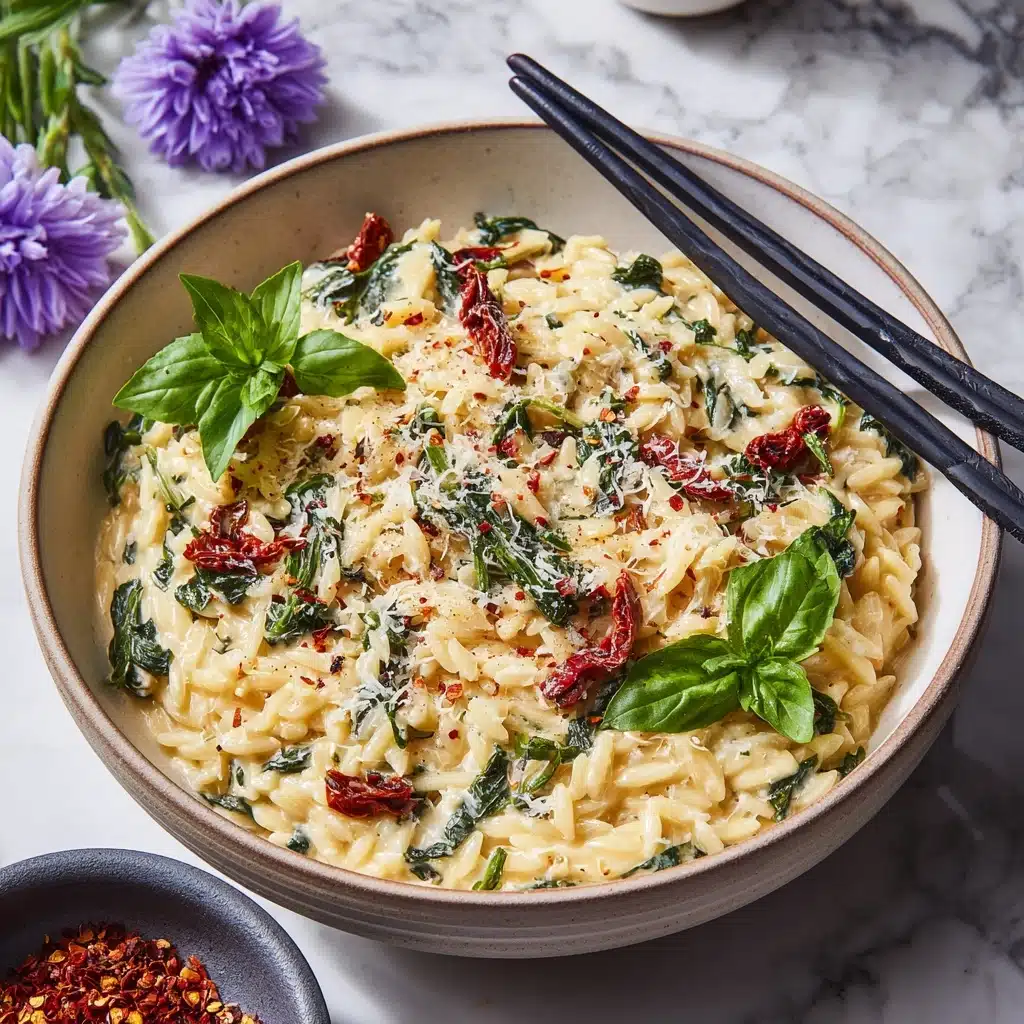 Spinach and Sun-Dried Tomato Boursin Orzo Bake Recipe