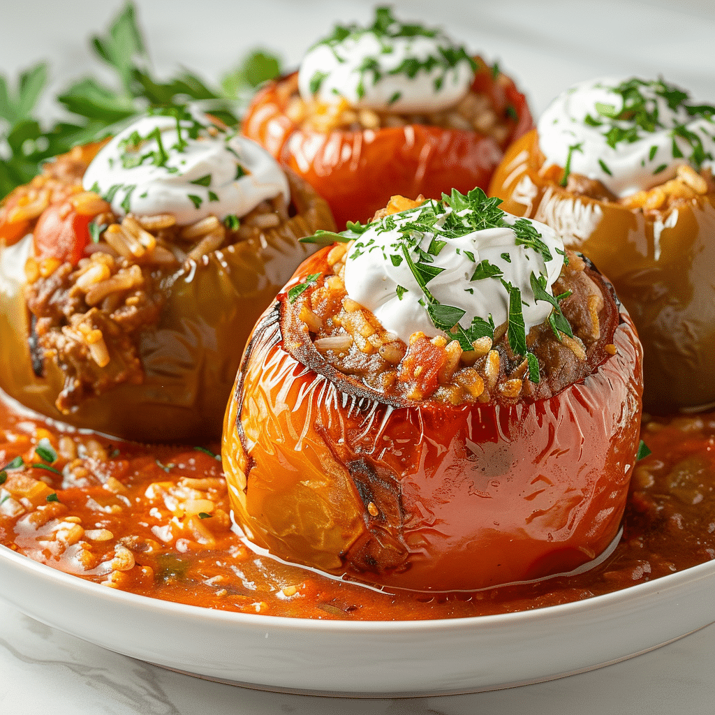 Romanian Stuffed Peppers (Ardei Umpluti) Recipe - Recipe Image