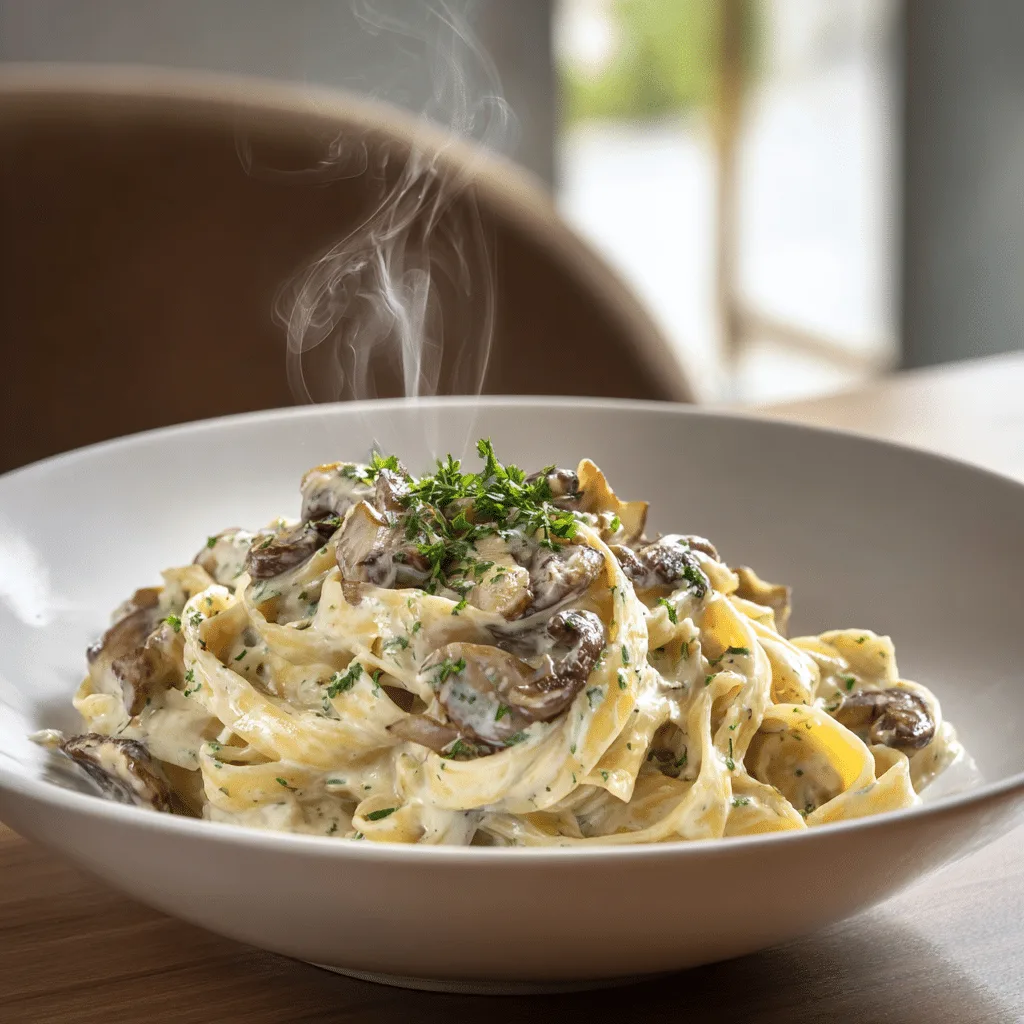 Creamy Mushroom Fettuccine Recipe - Recipe Image