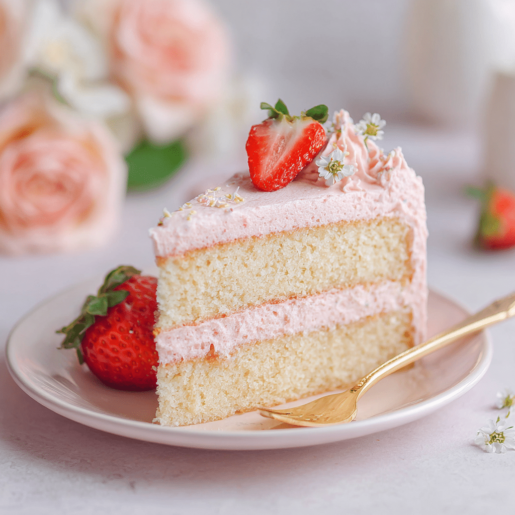 Strawberry Vanilla Birthday Cake Recipe - Recipe Image
