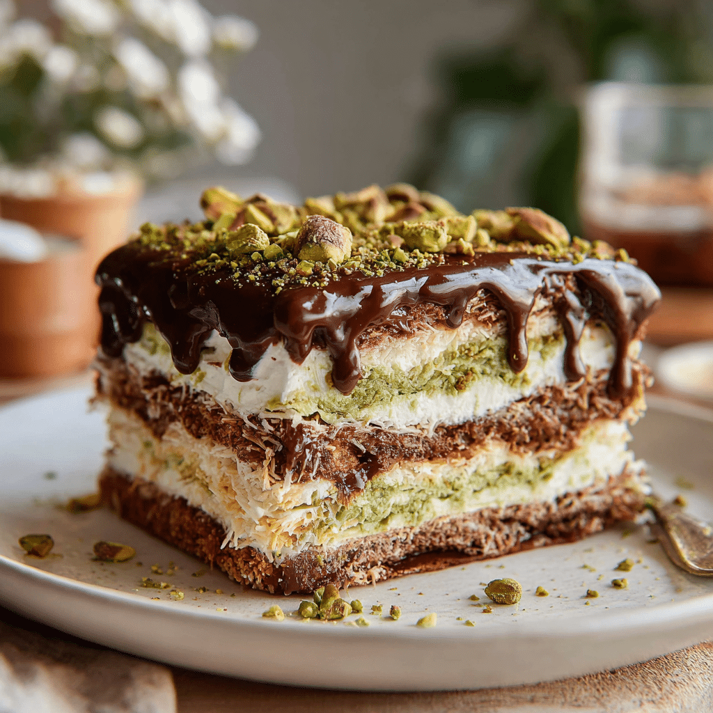 No-Bake Dubai Chocolate Icebox Cake - Recipe Image