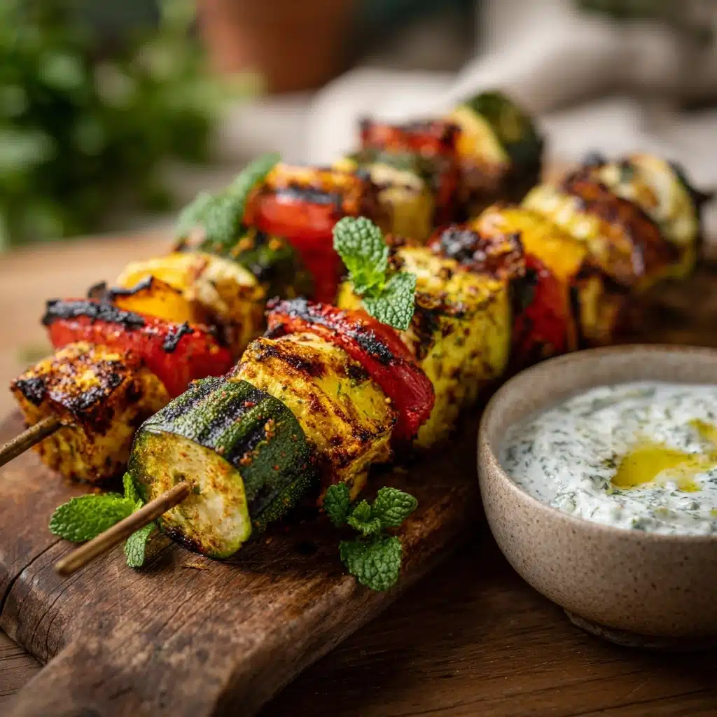 Vegetable Kebab with Yogurt Dip Recipe - Recipe Image