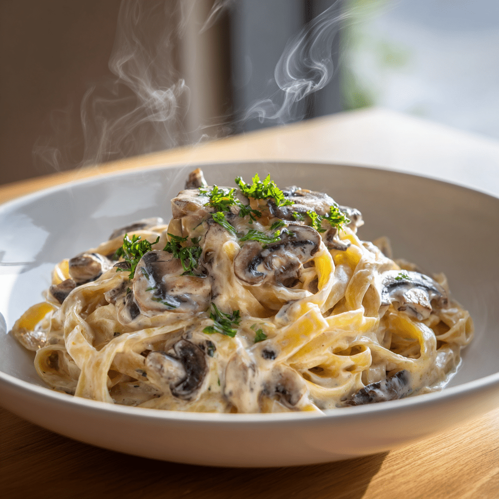 Creamy Mushroom Fettuccine Recipe