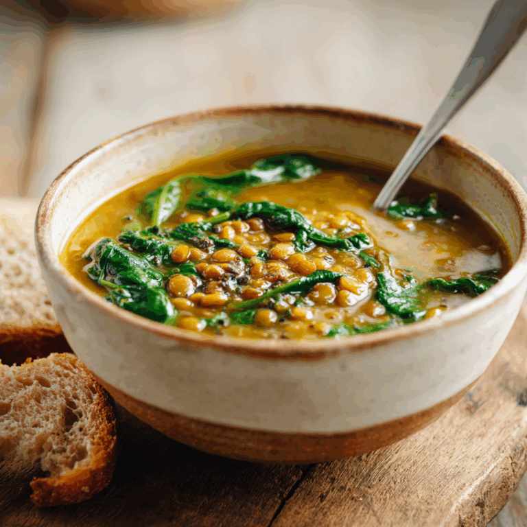 Vegan Lentil and Spinach Soup Recipe