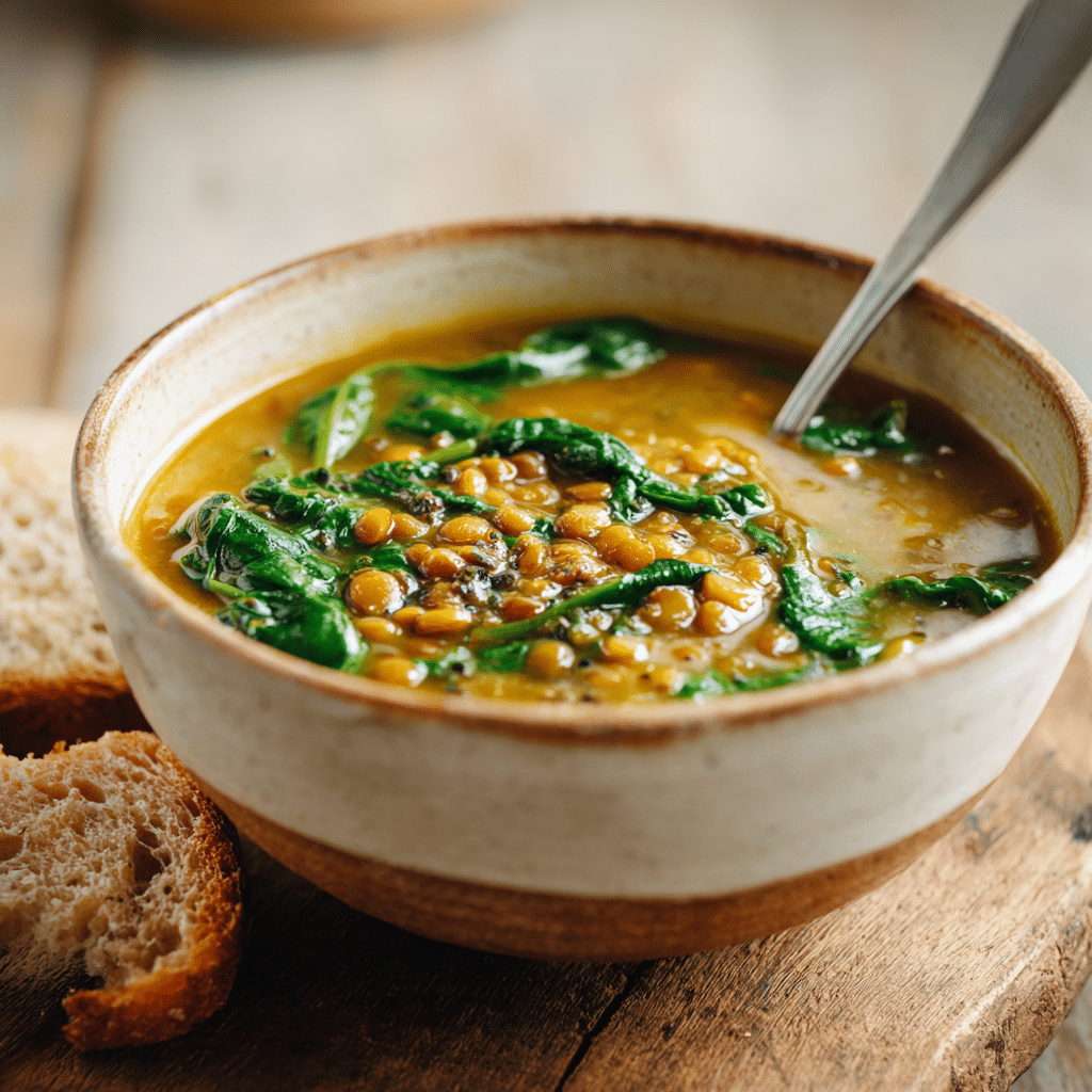 Vegan Lentil and Spinach Soup Recipe