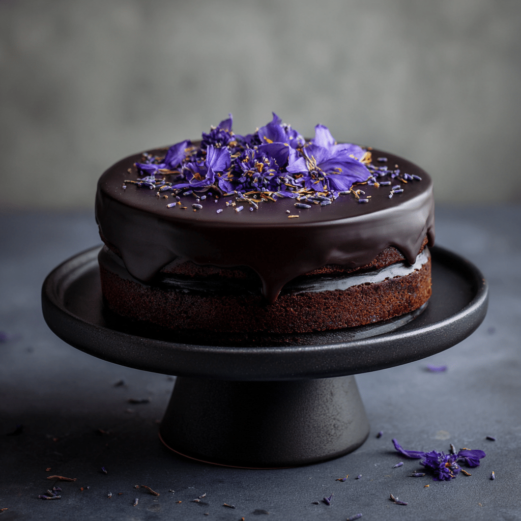 Midnight Lavender Chocolate Cake Recipe