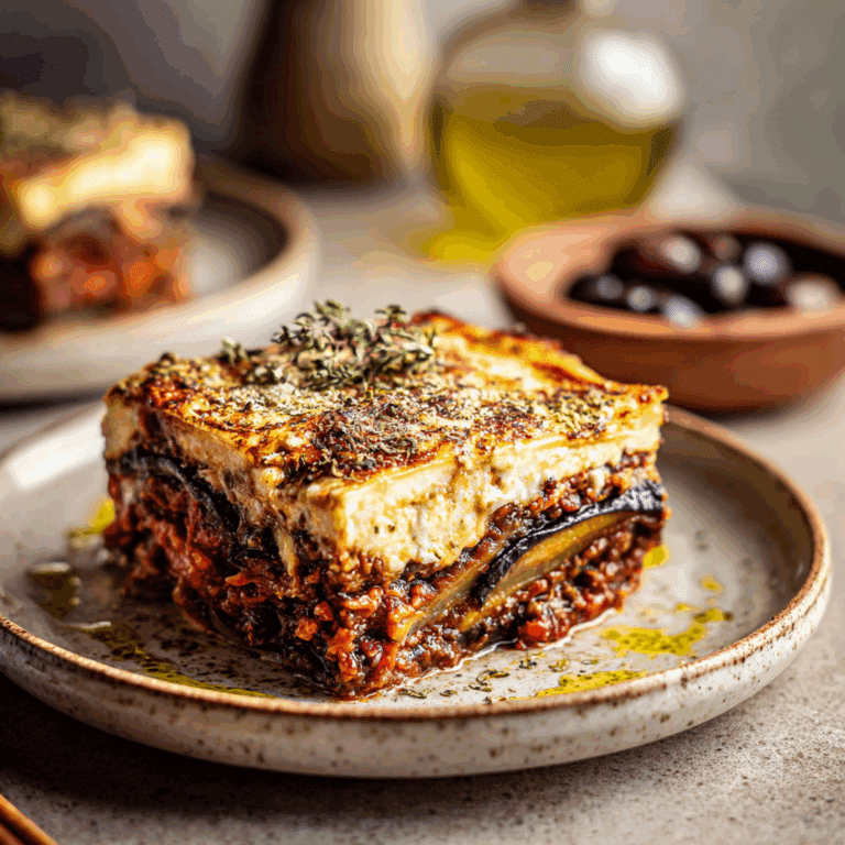 eggplant → lentil sauce → béchamel → repeat Recipe