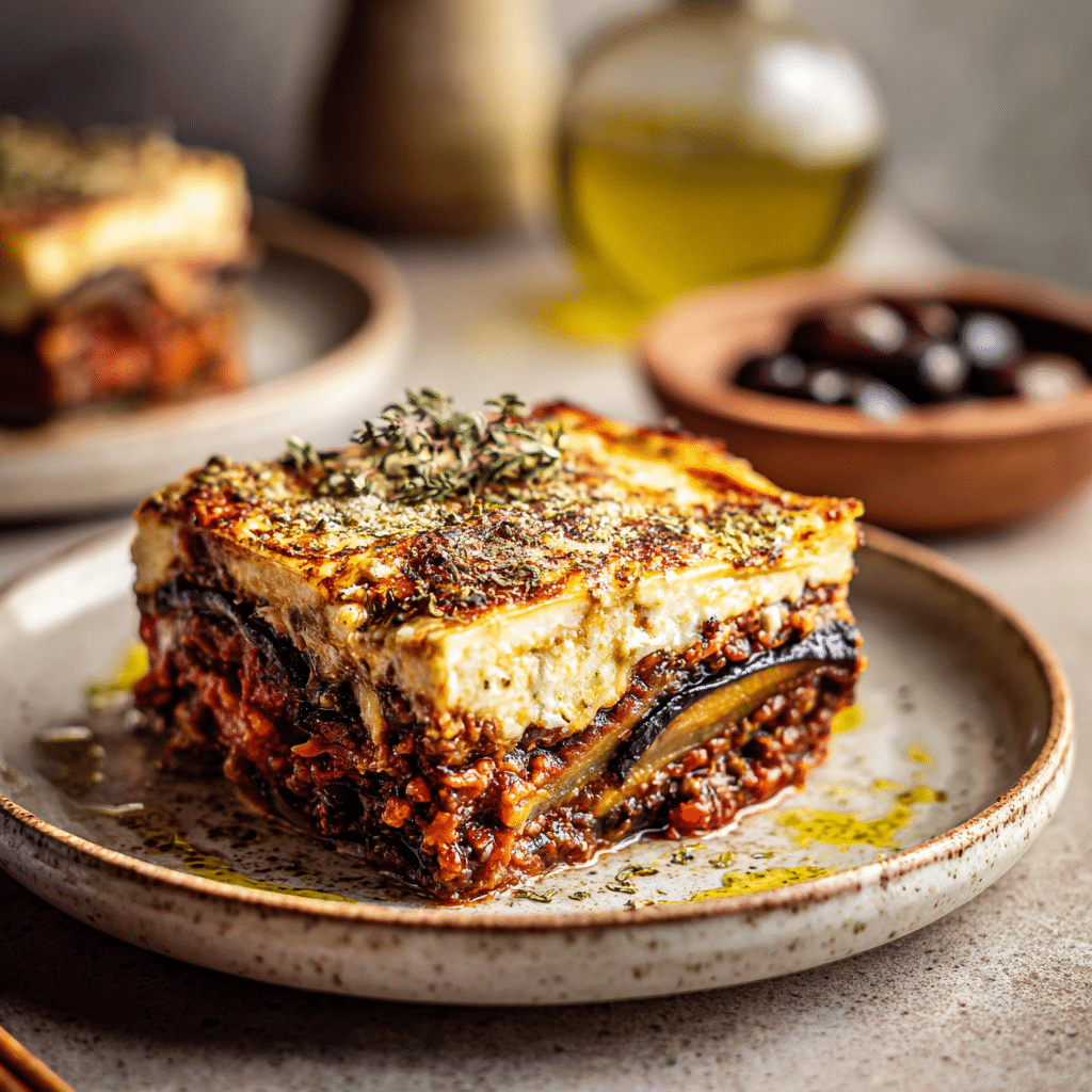 eggplant → lentil sauce → béchamel → repeat Recipe