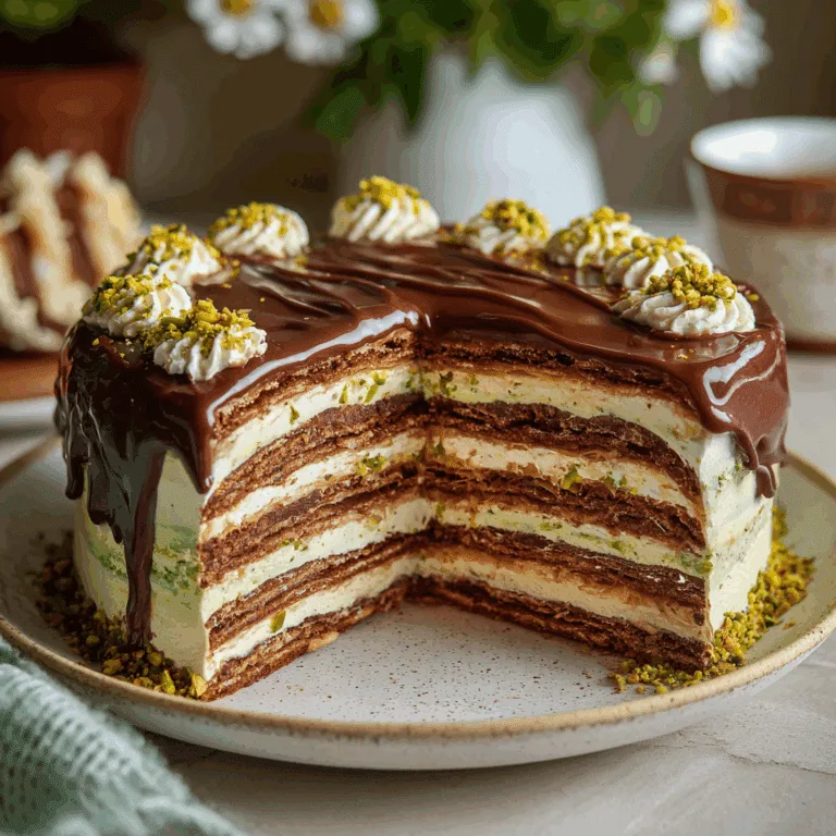 No-Bake Dubai Chocolate Icebox Cake