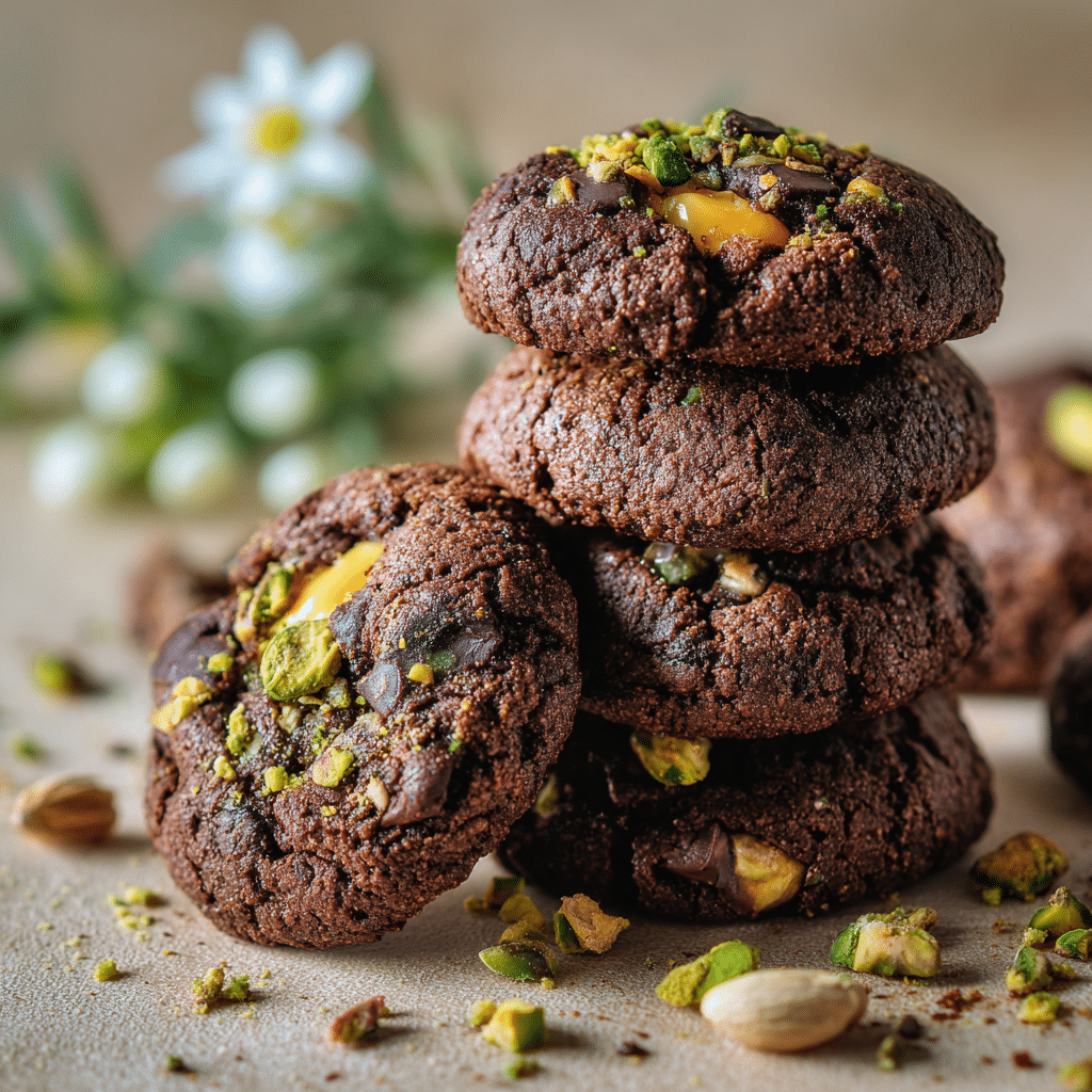 Dubai Chocolate Cookies with Pistachio Filling