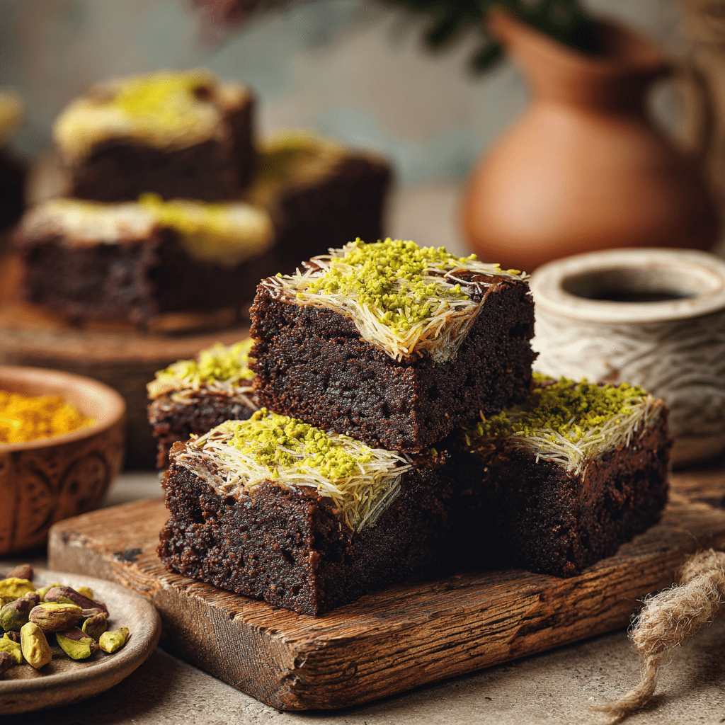 Dubai Chocolate Brownies with Pistachio Crunch