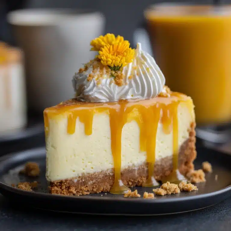 Hufflepuff Butterbeer Cheesecake with Honey Caramel Drizzle