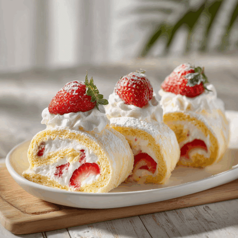 Strawberry Pancake Roll with Cream Filling Recipe