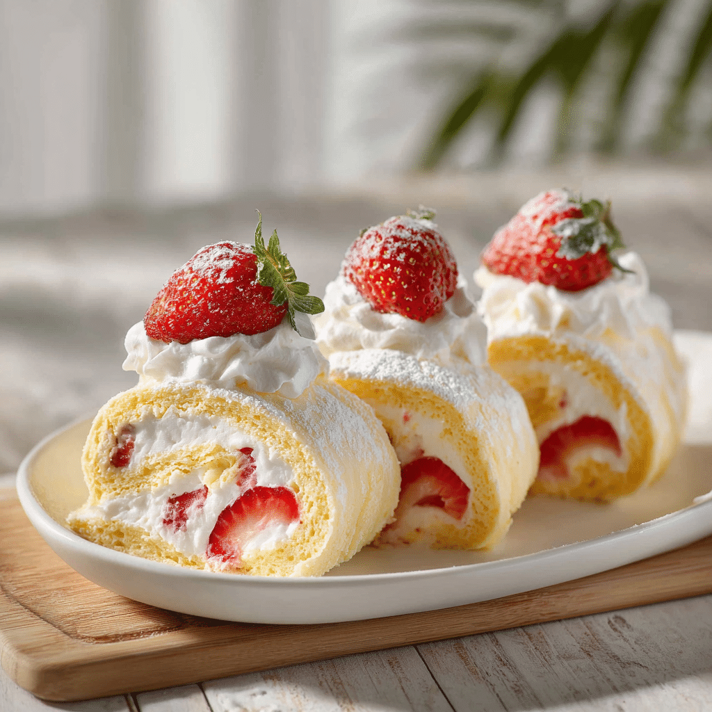 Strawberry Pancake Roll with Cream Filling Recipe