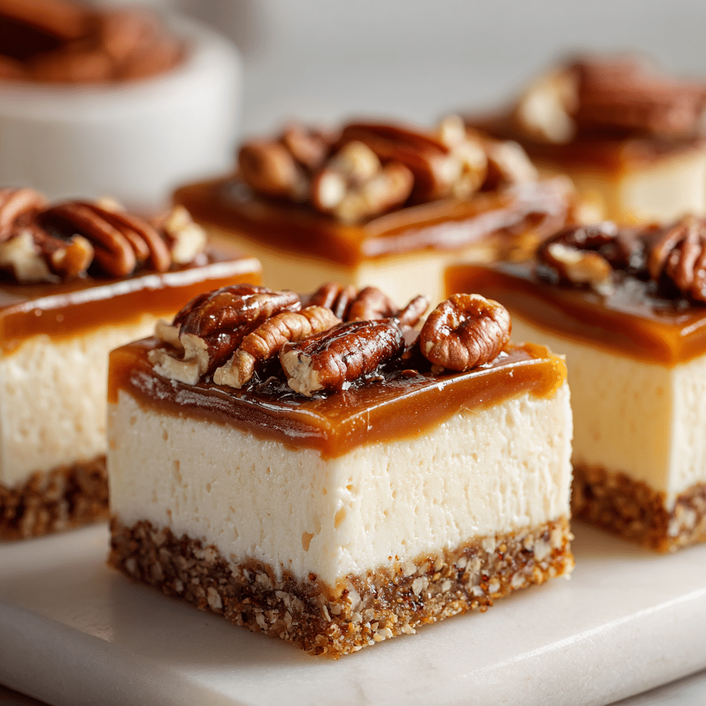 Caramel Pecan Cheesecake Bars Recipe - Recipe Image