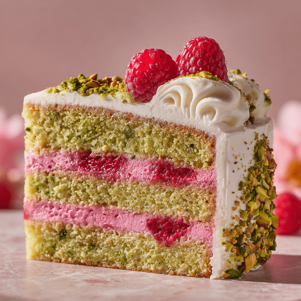 Pistachio Raspberry Cake Recipe - Recipe Image