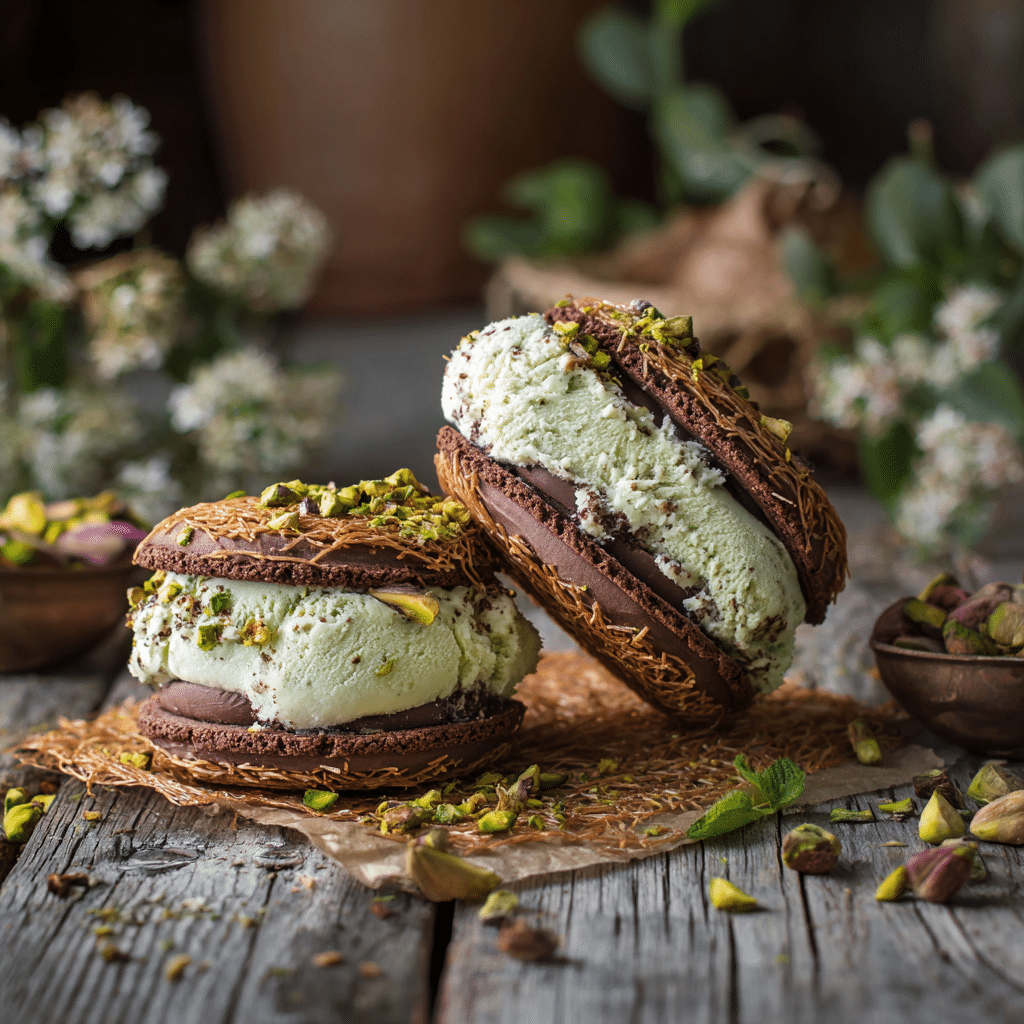 Dubai Chocolate Ice Cream Sandwiches - Recipe Image