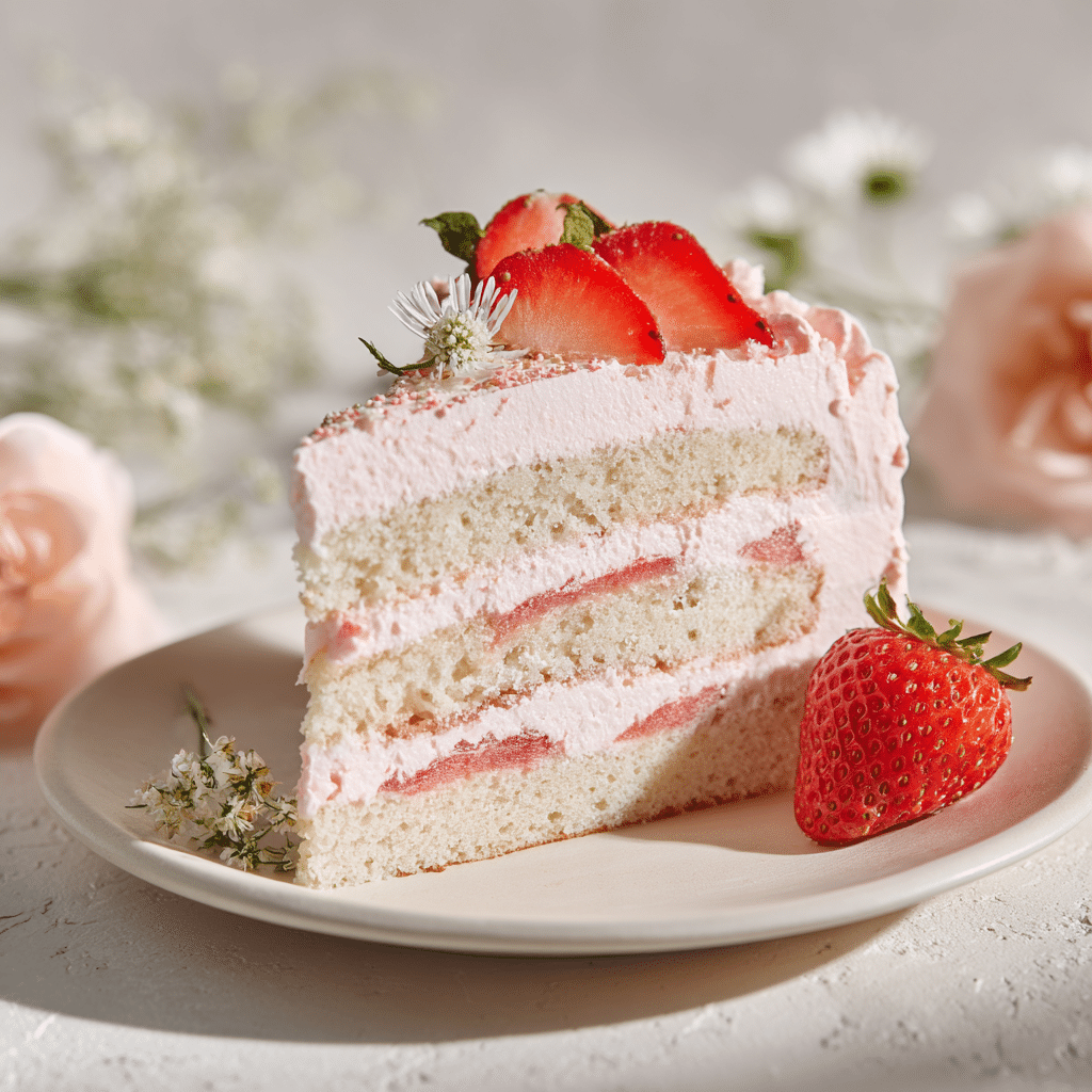 Strawberry Vanilla Birthday Cake Recipe - Recipe Image