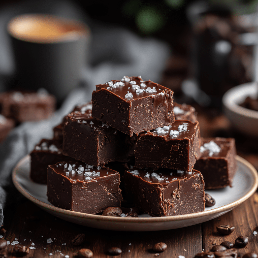 Nutella Fudge with Sea Salt & Espresso (gourmet twist) Recipe - Recipe Image