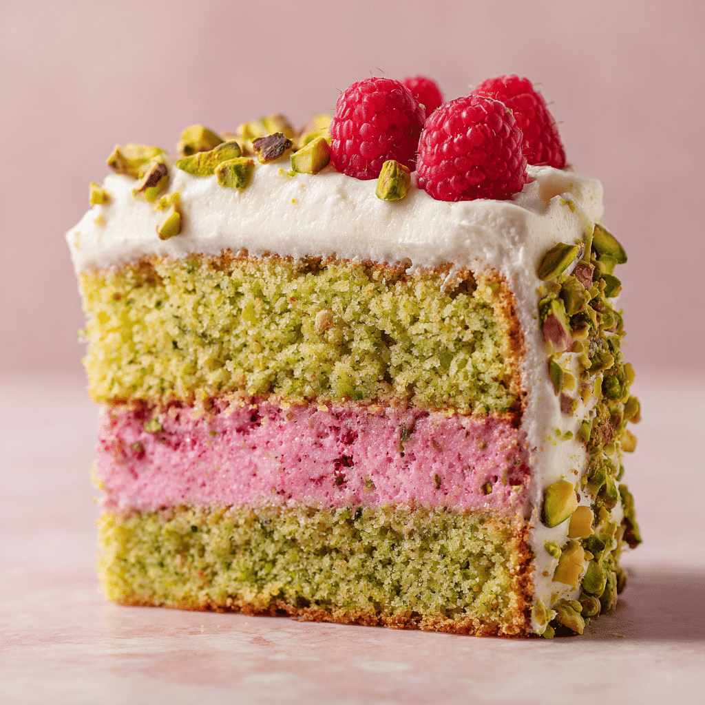 Pistachio Raspberry Cake Recipe - Recipe Image
