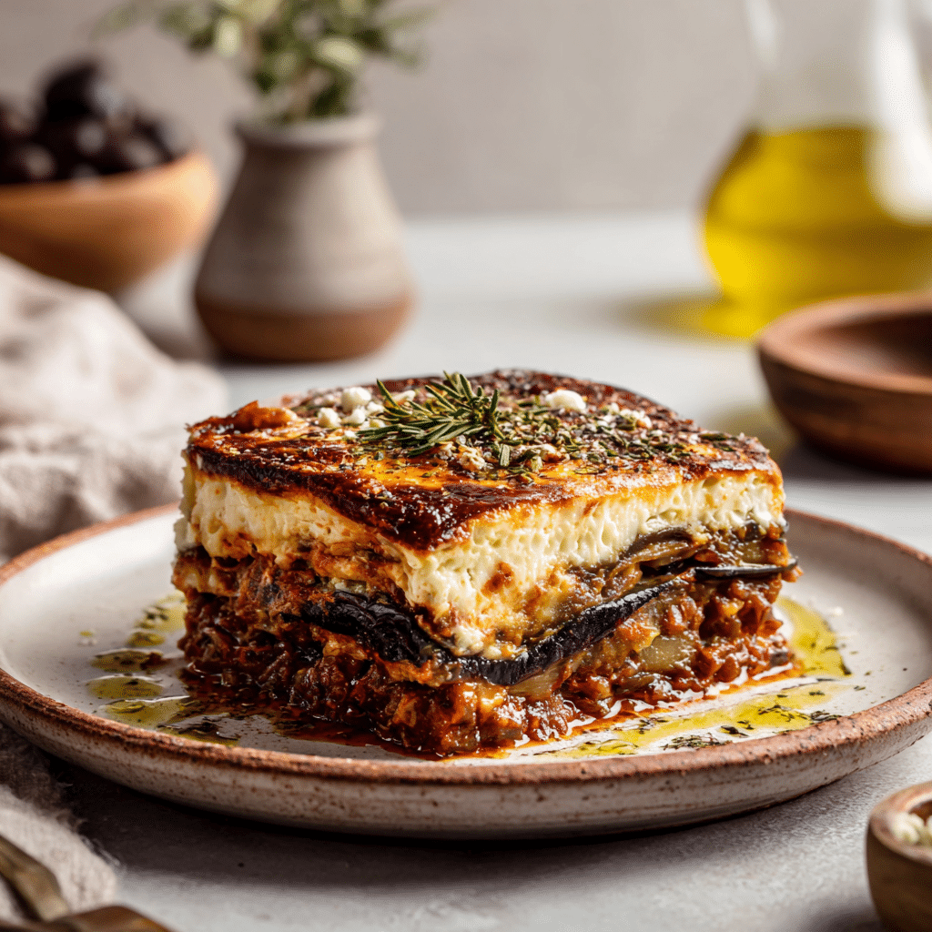 eggplant → lentil sauce → béchamel → repeat Recipe - Recipe Image