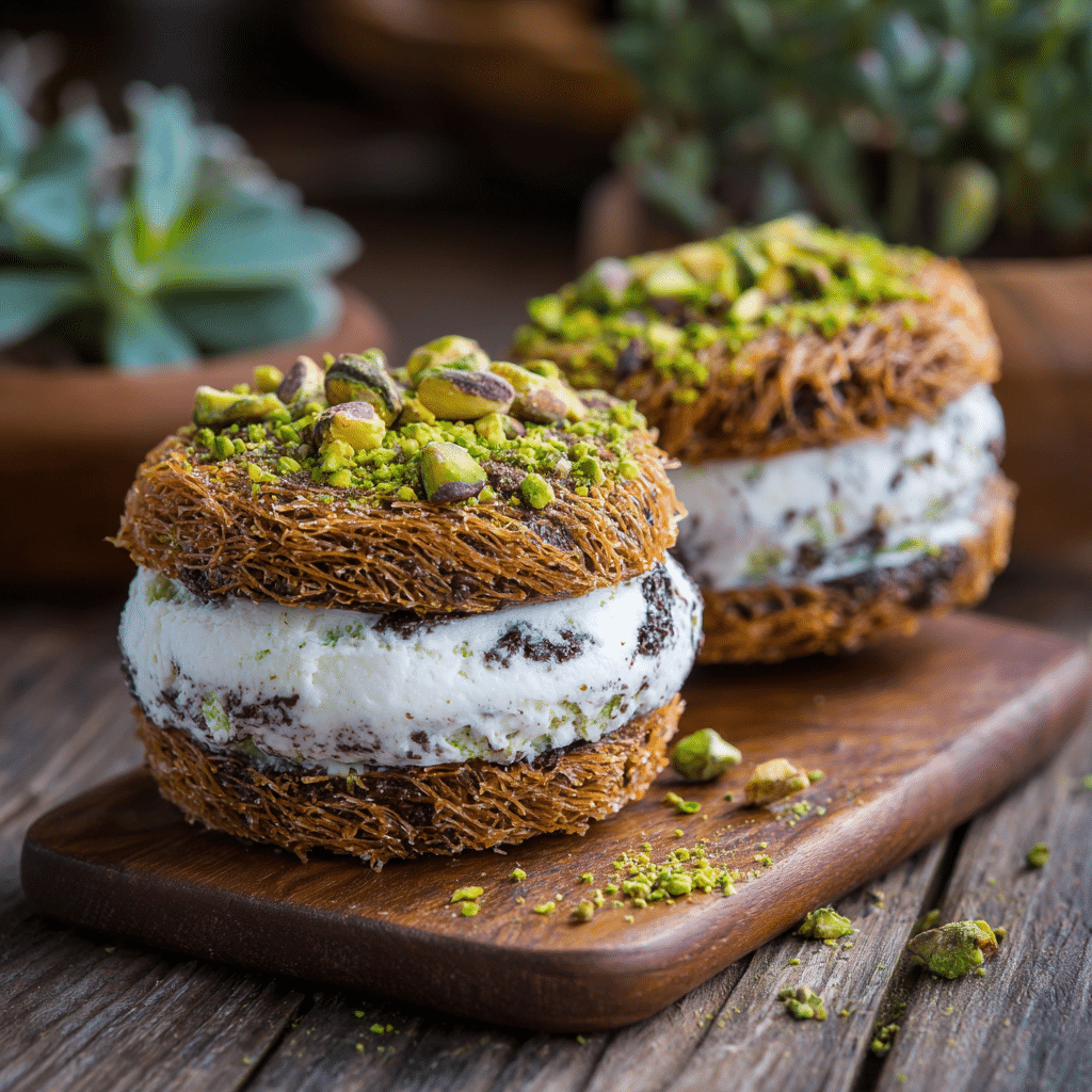 Dubai Chocolate Ice Cream Sandwiches