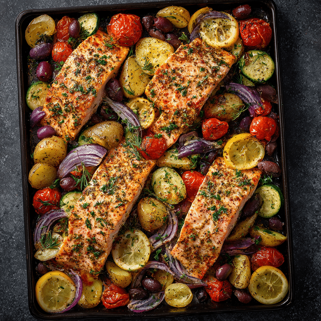 Mediterranean Sheet Pan Salmon