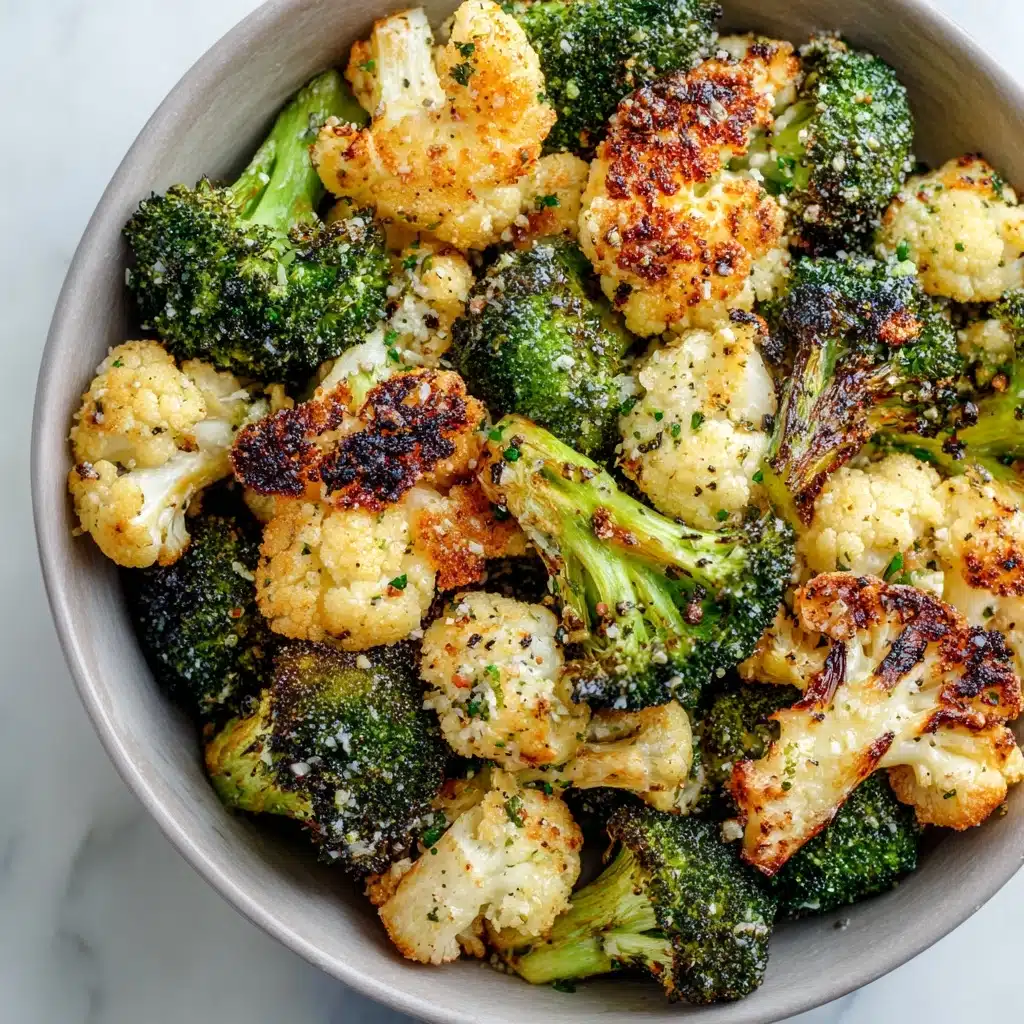 Garlic Parmesan Roasted Broccoli and Cauliflower Recipe - Recipe Image