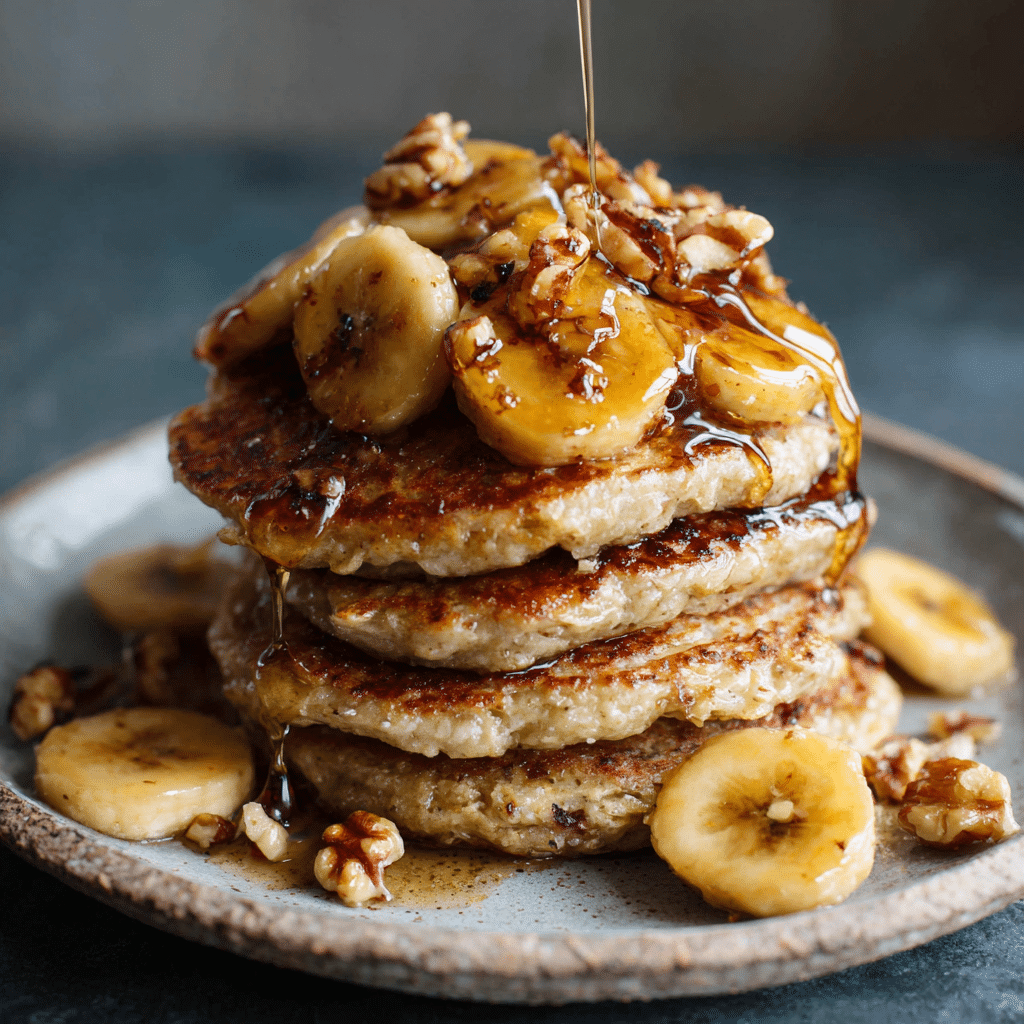 Caramelized Banana Oat Pancakes - Recipe Image