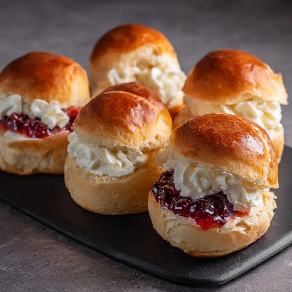 Soft Cream Buns With Cream And Jam Recipe - Recipe Image
